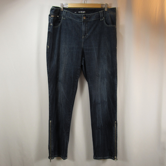 Lane Bryant Denim - Lane Bryant Dark Stretch Ankle Zip Jeans Plus Size